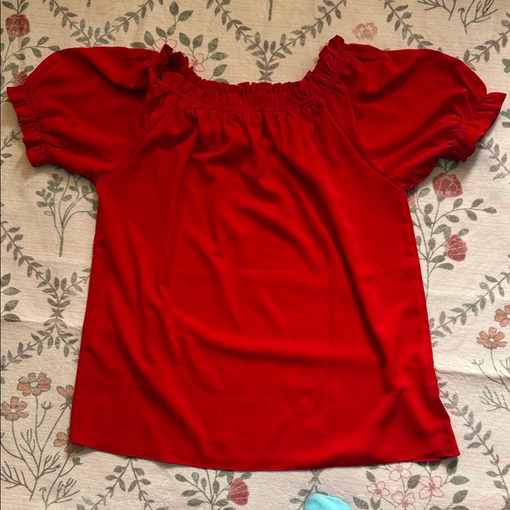 Evaless Women's Red Off-Shoulder Blouse NWOT